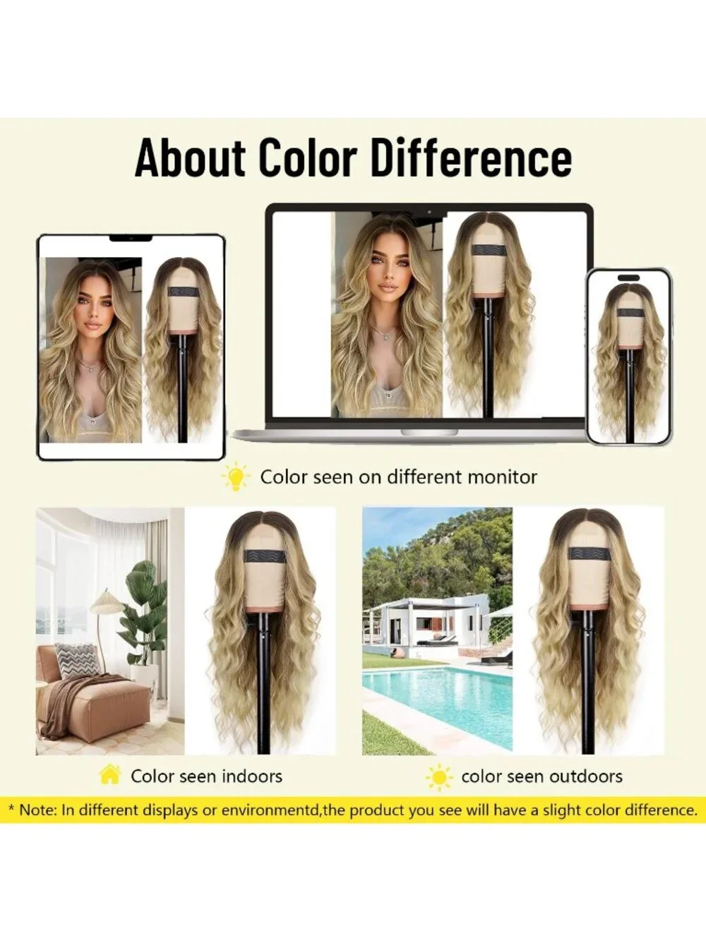 Women's Omber Blonde Lace Hairline 26 Inch Synthetic Heat Resistant Wavy Wigs